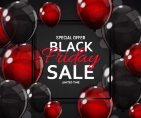 Black friday poster with balloon design vector 01