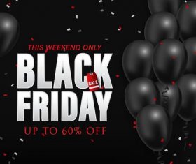 Black friday poster with balloon design vector 02