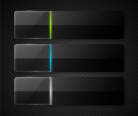 Black glass banners vector template