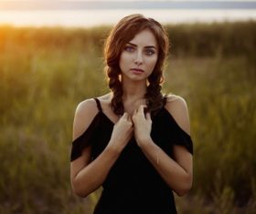 Blonde big eyes beautiful girl Stock Photo
