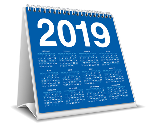 Blue 2019 desk calendar template vector 01