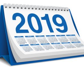 Blue 2019 desk calendar template vector 02