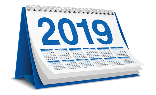 Blue 2019 desk calendar template vector 02 free download