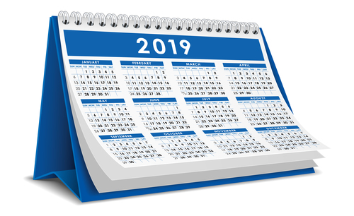 Blue 2019 desk calendar template vector 03
