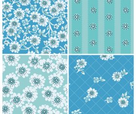Blue floral seamless background vector material