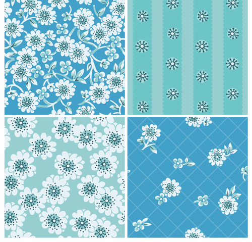 Blue floral seamless background vector material