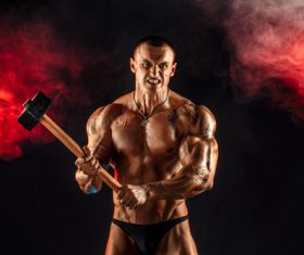 Bodybuilder Muscular Man Stock Photo 03