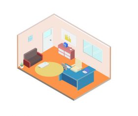 Business office reception room scene elements vector