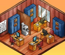 Business office scene modern office vector illustration