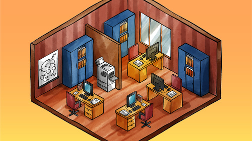 Business office scene modern office vector illustration