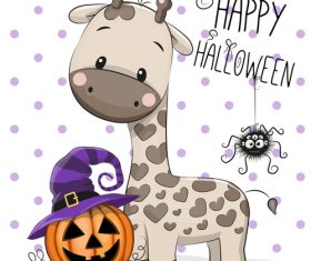 Cartoon animal with halloween card vector 06