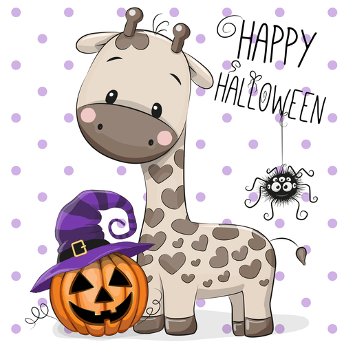Cartoon animal with halloween card vector 06
