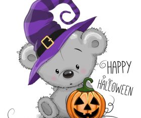 Cartoon animal with halloween card vector 07