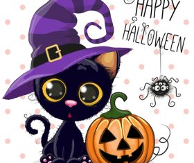 Cartoon animal with halloween card vector 08