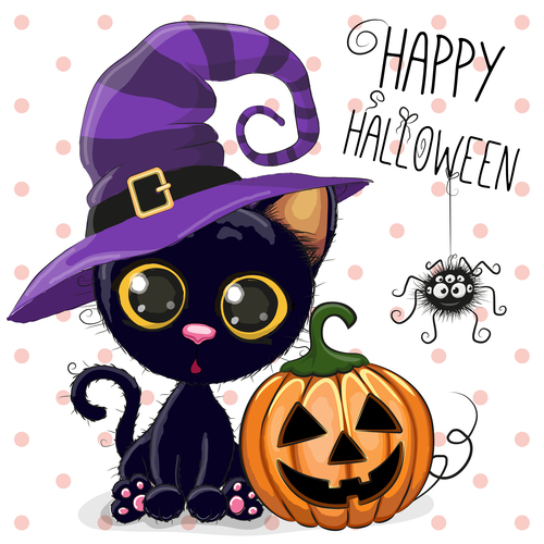 Cartoon Animal With Halloween Card Vector 08 Free Download