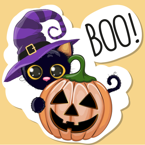 Cartoon Animal With Halloween Card Vector 09 Free Download