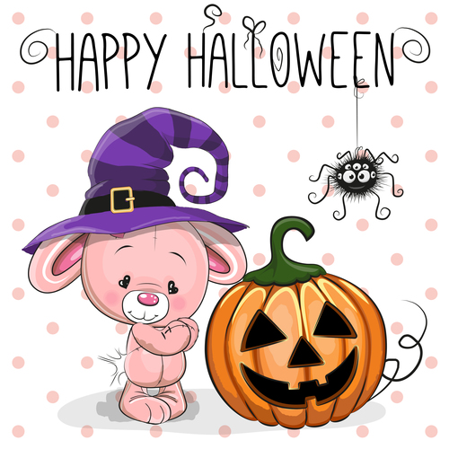 Cartoon animal with halloween card vector 10