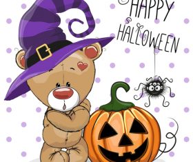 Cartoon animal with halloween card vector 11