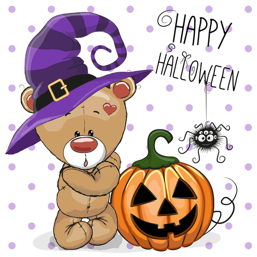 Cartoon animal with halloween card vector 11