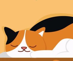 Cartoon cat sleeping on the desk vector