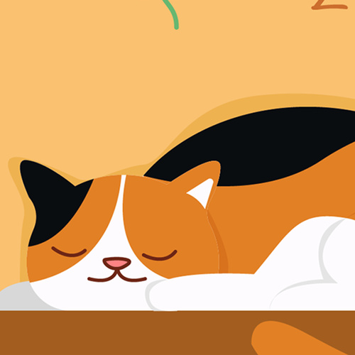 Cartoon Cat Sleeping On The Desk Vector Free Download
