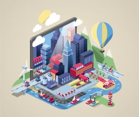 Cartoon city vector illustration design material