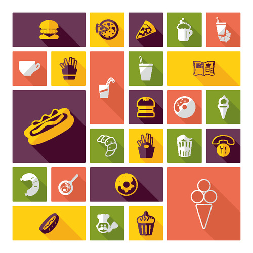 Cartoon fast food cuisine vector icon material