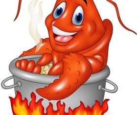 Cartoon funny lobster illustration vector 03