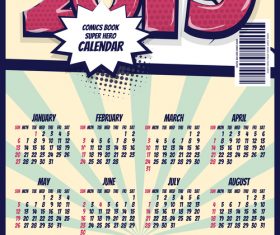 Cartoon styles 2019 calendar template vectors 08