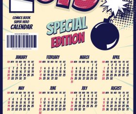 Cartoon styles 2019 calendar template vectors 09