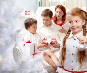 Children dress up Christmas tree Stock Photo 01