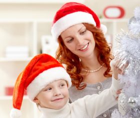 Children dress up Christmas tree Stock Photo 02