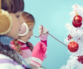 Children dress up Christmas tree Stock Photo 05