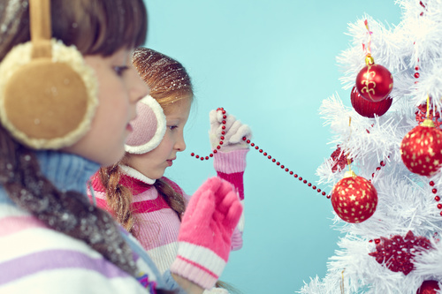 Children dress up Christmas tree Stock Photo 05