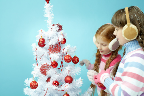 Children dress up Christmas tree Stock Photo 06