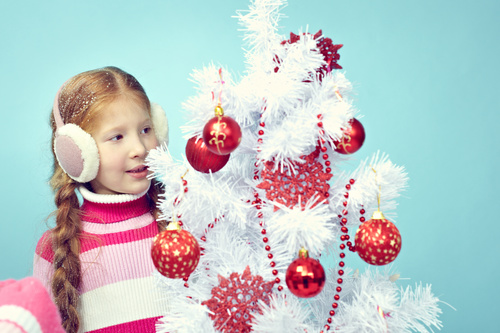 Children dress up Christmas tree Stock Photo 07