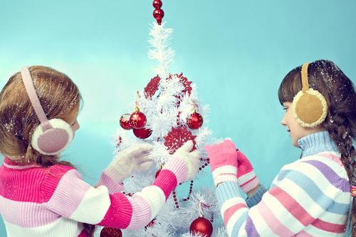 Children dress up Christmas tree Stock Photo 09