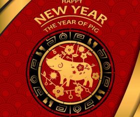Chinese styles 2019 new year backgrounds vectors