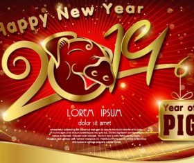 Chinese styles 2019 new year red background vector 03