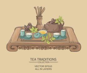 Chinese tea ceremony vector background 01