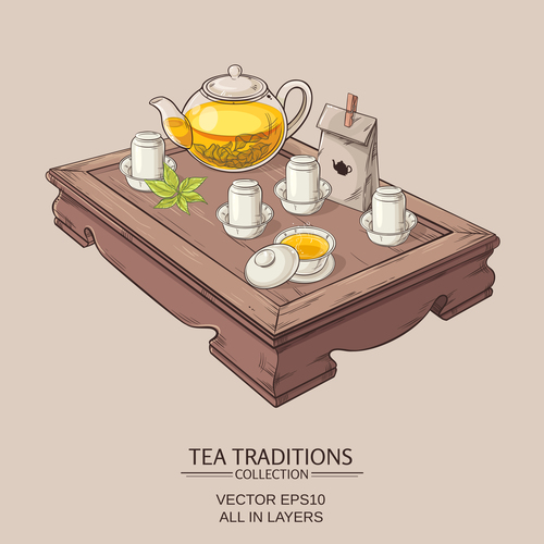 Chinese tea ceremony vector background 02