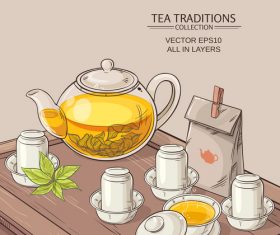 Chinese tea ceremony vector background 03