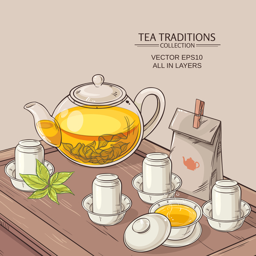Chinese tea ceremony vector background 03