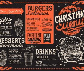 Christams restaurant blackboard menu template vector 01