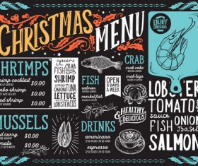 Christams restaurant blackboard menu template vector 02