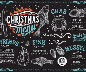 Christams restaurant blackboard menu template vector 03