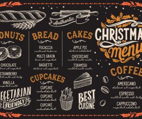 Christams restaurant blackboard menu template vector 04