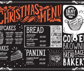 Christams restaurant blackboard menu template vector 05