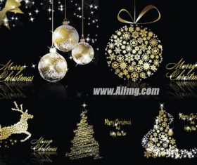 Christmas fantasy golden element vector material