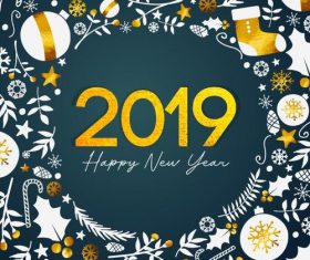 Christmas frame with 2019 new year background vector